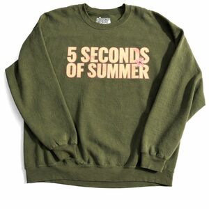 5 Seconds of Summer 5SOS Green Tour Crewneck Sweatshirt XL Merch Olive Green Pop